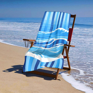 Serviette de plage en coton pour la plage, douce, séchage rapide, imprimée, résistante au sable, motif rayé, tissu absorbant - Product Image 5