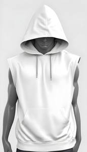 Sweat-shirt à capuche sans manches blanc pour homme, pull à capuche avec poche avant, streetwear décontracté - Product Image 1