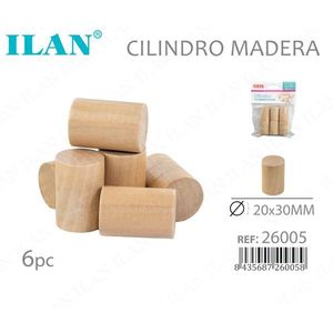 ILAN Set di 6 Cilindri in Legno 20x30 mm Blocchi di Legno per Artigianato - Product Image 3