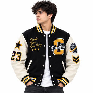 Chaqueta Varsity de Béisbol Personalizada con Bordado Chenille, Estilo Vintage, para Hombre, Chaquetas Personalizadas con Diseño de Collage - Product Image 3