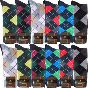 Calzini da uomo in cotone a righe diamantate a coste, tinta unita, confezione da 3/6/12 paia con stile e colore casuali - Product Image 4