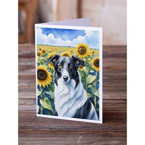 Whimsical Borzoi in Sunflowers A7 Size <b>5x7</b> Blank Greeting Cards Pack of 8 with <b>Envelopes</b> for Notes and Messages - Product Image 2
