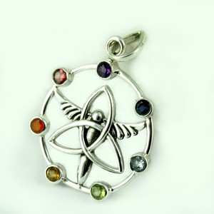 Colgantes de Plata de Ley 925 con Diseño Único y Múltiples Piedras Preciosas, Exportador de Joyería India, Estilo Bohemio Cristiano - Product Image 3