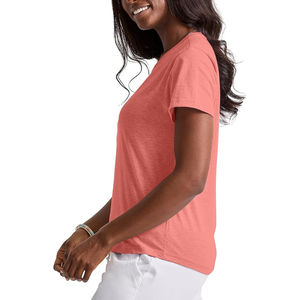 Camiseta de algodón de manga larga para mujer con cuello redondo, puños fruncidos y cuello con cinta de refuerzo para mayor comodidad - Product Image 2