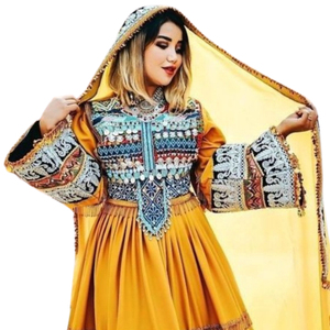 Último Diseño de Moda en Ropa Femenina, Vestidos Bohemios Tribales Afganos Vintage, Precio al por Mayor, Vestido Negro Dorado para Mujer - Product Image 3