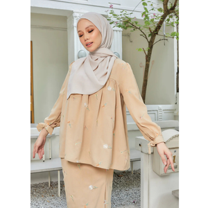 Spring Blouse Skirt <b>Set</b> Elegant Baju Kurung 2023 Wholesale Price Modern SIPO Muslim Fashion <b>Modest</b> Customizable Fabric OEM - Product Image 1
