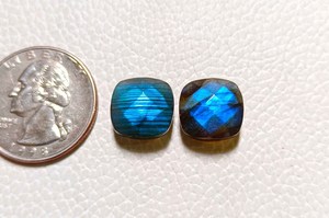 Square <b>Cushion</b> Labradorite Cabochon Blue Flash Checker Cut Loose Stone Flat <b>Back</b> Natural Gem For Jewelry Making Supply - Product Image 3