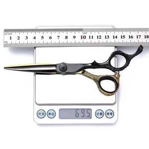 Ensemble de ciseaux de coiffure professionnels pour droitiers, en acier inoxydable 440C, lame tranchante, finition dorée, ciseaux à effiler pour usage en salon - Product Image 6