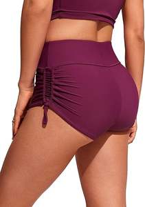 Prix de gros – Short de bain taille haute 3 pouces pour femme avec poches, séchage rapide, bas de maillot de bain respirant, OEM - Product Image 2