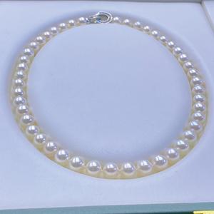 Collier de perles d'eau douce naturelles de 9-10 mm, presque rond, à forte brillance, chaîne de maman, simple et tendance, cadeau pour la fête des mères - Product Image 1