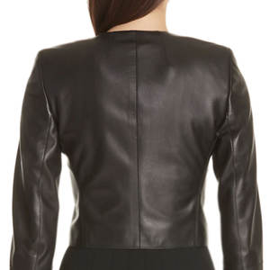 Chaquetas de Cuero Cortas para Mujer con Cuello Redondo y Diseño Liso Teñido 2026 - ¡Precio Más Bajo! - Product Image 5