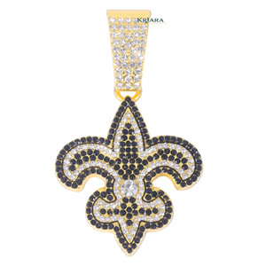 Colgante Hiphop Flor de Lis con Cristal de Laboratorio y Plata 925, Unisex, para Uso Diario - Product Image 4