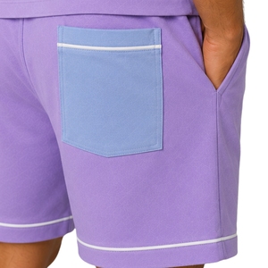 Lavender And Sky Blue Mens <b>T</b> <b>Shirt</b> Shorts Set Crew Neck Short Sleeve Pocket Top Cargo Drawstring Shorts Casual Sportswear Summer - Product Image 6