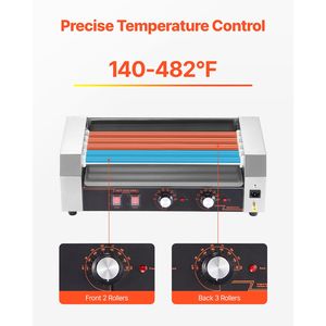Griglia per Hot Dog a 12 Rulli in Acciaio Inox, 5 Rulli, 750W, Doppio Controllo della Temperatura, Macchina da Cucina Commerciale Rimovibile - Product Image 3