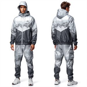 Survêtement coupe-vent en nylon pour homme Premium Glacier Ridge avec motifs graphiques d'extérieur et construction athlétique légère - Product Image 2