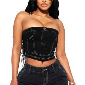 Tops de Mezclilla para Mujer, Personalizables, de Alta Calidad, Ropa Urbana, Crea Tu Propio Diseño Según Tus Necesidades, Tops de Mezclilla Modernos para Mujer - Product Image 2