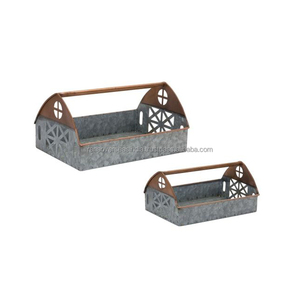 Bandejas de metal galvanizado de estilo único con detalles de cobre perfectas para servir mesas de Centro y exhibiciones decorativas a buenos precios - Product Image 1