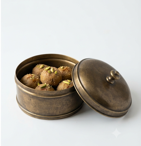 Brass Metal Laddu Storage <b>Box</b> Gold Polished For Tabletop Kitchen Storage Organizer <b>Sweet</b> <b>Box</b> Brass Mithai <b>Box</b> - Product Image 4