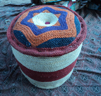 Pouf ottoman en jute tressé fait main, coussin de sol écologique en chanvre pour salon, chambre, décoration Art Déco, mariage, maison