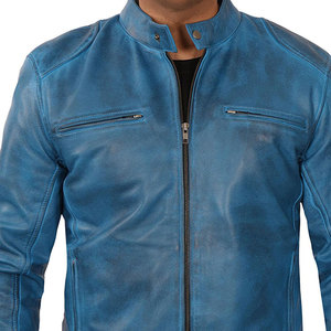 Veste en cuir PU pour homme, printemps et automne, style motard, coupe ajustée, col montant, manches longues, fermeture éclair - Product Image 6