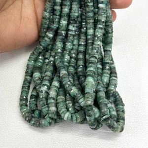 6mm 7mm naturel émeraude à facettes Heishi pneu pierres précieuses perles brin pierres précieuses pour la fabrication de bijoux bricolage produits en vrac en gros - Product Image 5