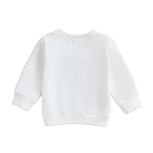 Couleur unie 100% coton pull sweat pour bébé garçons filles automne hiver brodé infantile hauts col rond long uni teint - Product Image 2