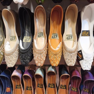 Women's Silk Embroidered Flat <b>Juttis</b> Traditional Wedding Party Shoes Indian Pakistani Ethnic Style Multi Color Khussa Options - Product Image 3