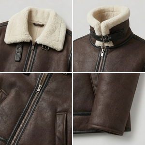 <b>Women's</b> Brown Faux Leather Moto Jacket Windproof Woven Fur Collar Zip Winter <b>Spring</b> Autumn Summer <b>Coat</b> - Product Image 5
