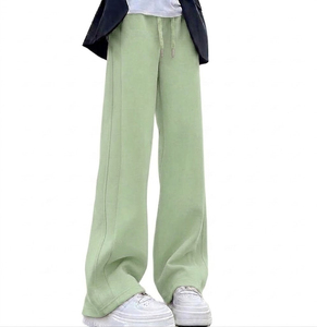 Elegant Women's Flare Sweatpants 100% Cotton Flat Front Mid ODM Yoga Wear Comfortable <b>Elastic</b> <b>Lace</b> Casual Loose Fit Full Length - Product Image 5