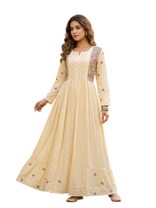 Robe Jalabiya Arabe Élégante pour Femme avec Broderie Florale – Kaftan Maxi Modeste à Manches Longues pour le Ramadan et l'Aïd - Product Image 1