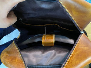 Nouveau Style Vintage Look marron Crunch cuir sac à dos voyage sac à dos bureau en cuir grande capacité sac de voyage pour hommes et femmes - Product Image 6