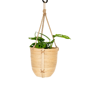 Pot suspendu élégant et minimaliste en jacinthe d'eau, panier à plantes tressé biodégradable pour chambre, bureau et jardin intérieur, fabriqué au Vietnam - Product Image 1