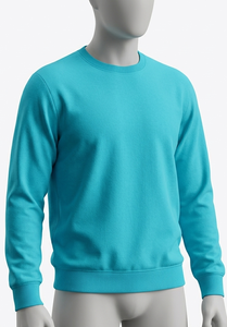 เสื้อสเวตเชิ้ตคอกลมสีเทอร์ควอยซ์สำหรับผู้ชาย ทรงปกติ ผ้าถัก 100% คอตตอน สวมใส่สบายๆ ในฤดูใบไม้ร่วง - Product Image 1