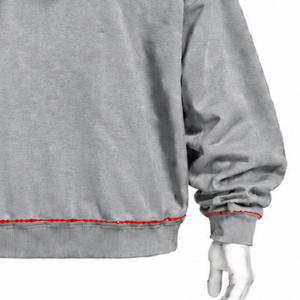 Sweat-shirt à capuche gris clair Indus brodé, motif floral, poche kangourou, coupe décontractée, streetwear décontracté, pull d'hiver - Product Image 6