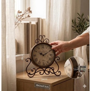 Reloj de Escritorio Circular de Metal, Movimiento de Cuarzo, Funciona con Batería, Diseño Tradicional, Visualización de Hora con Agujas - Product Image 2