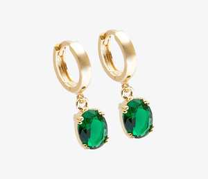 Pendientes Colgantes de Esmeralda, Piedra Verde de Corte Ovalado, Plata de Ley 925, Chapados en Oro de 14K, Joyería de Piedra de Nacimiento de Mayo - Product Image 3