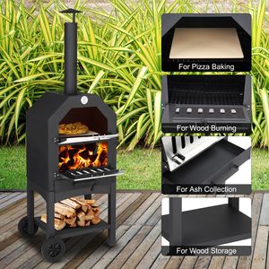 Cotteria portatile all'aperto Freestanding carbone di legna forno camino Pizza pietra per il giardino del Patio festa campeggio legno cotto BBQ - Product Image 5