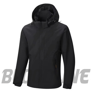 Veste imperméable à capuche pour homme, manches longues, noire, impression par sublimation, vêtements d'extérieur pour l'hiver - Product Image 2