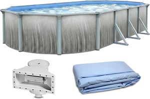 Piscina Elevada Ovalada de 15x30 pies, 52 Pulgadas de Profundidad, con Paredes de Acero Rígido, Asientos Superiores de 7 Pulgadas, Postes Verticales de 6 Pulgadas, Skimmer y Revestimiento de Vinilo - Product Image 4