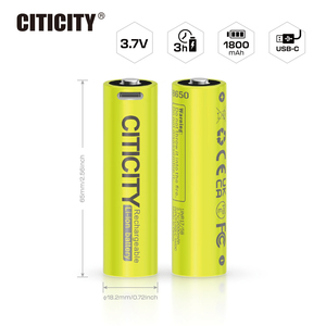 CITICITY USB Rechargeable 18650 LiNiMnCoO2 <b>Batteries</b> (2-Pack) 7400mWh Lithium Ion <b>3.7V</b> 1200+ Charge Cycles for Toys - Product Image 2