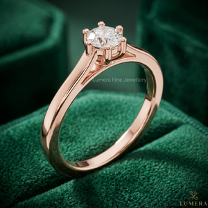 Anillo de Compromiso con Diamante Solitario de Corte Redondo Certificado por IGI, Oro Rosa de 9K, 10K, 14K, 18K, Anillo de Novia Clásico para Mujer - Product Image 4