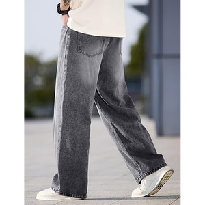 Jeans baggy pour hommes, mode hip-hop, coupe ample, denim délavé, pantalon décontracté - Product Image 2