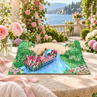 Kartu Ucapan 3D Pop Up Hari Valentine dengan Amplop, Tema Cinta Pasangan, Buatan Tangan di Italia, Kartu Ucapan Valentine dengan Amplop