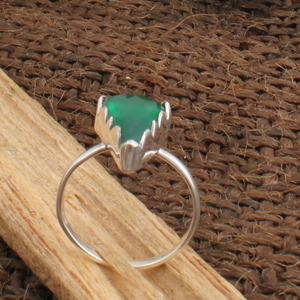 Anillo de Ónix Verde Natural, Plata de Ley 925, Corte Esmeralda, Anillo de Piedra Preciosa, Joyería de Piedra de Nacimiento de Mayo para Mujer, Regalo, Venta al por Mayor - Product Image 3