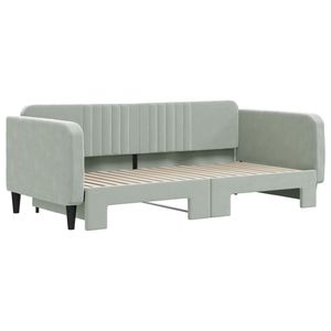 Lit de repos rembourré en velours gris clair 39,4"x74,8" avec matelas gigogne 39,4"x74,8" - Product Image 3