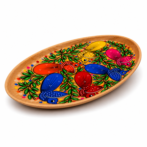 Artisan Hand Painted Wooden Tray Bird Design Decorative Serving Platter for <b>Table</b> Decor Gift & <b>Display</b> - Product Image 2