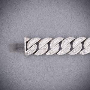 Luxury White Gold Diamond <b>Bracelet</b> Tapered Baguette Cut Channel Setting Geometric Link Unisex Everyday Wear Jewelry - Product Image 1