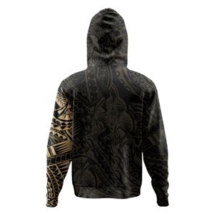 Men's Black <b>Gold</b> Tribal Print Hoodie Regular Fit Casual Sweatshirt Sublimation Printed Breathable Windproof Knitted 100% Autumn - Product Image 3