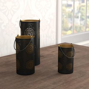 Unique Cylindrical Cutwork <b>Lanterns</b> <b>Set</b> of 3 Ideal for Holiday Decorations Festival Tables and Celebration Settings From India - Product Image 3