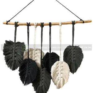 Leaf Shape Macrame ตะขอแขวนผนังสำหรับตกแต่งบ้าน,ตะขอแขวนติดผนังสำหรับห้องนั่งเล่นห้องนอนจากผู้จัดจำหน่ายในเวียดนาม